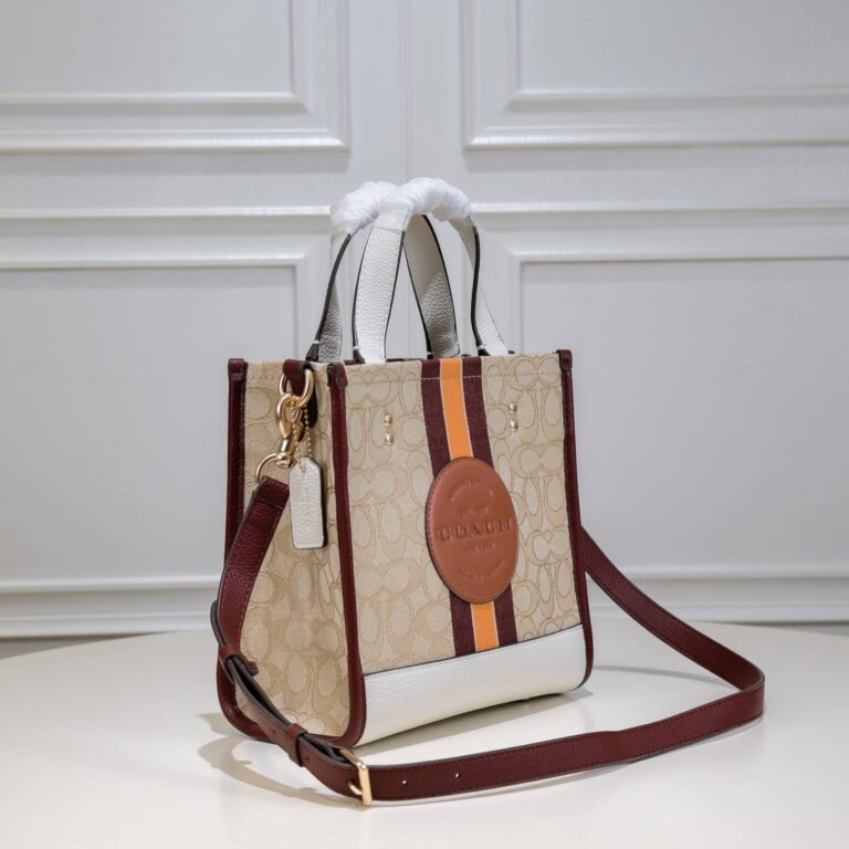 Coach Dempsey Tote 22 In Signature Jacquard Beige Multicolor C7083 - Image 8