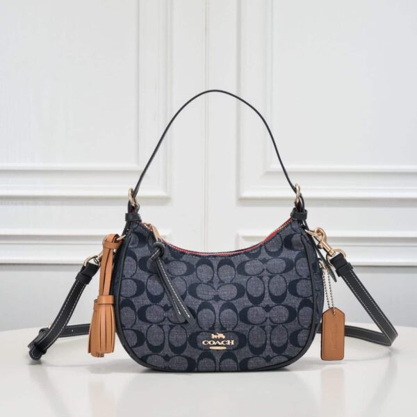 Coach Kleo Hobo In Signature Chambray Navy Blue C8163 - Image 9