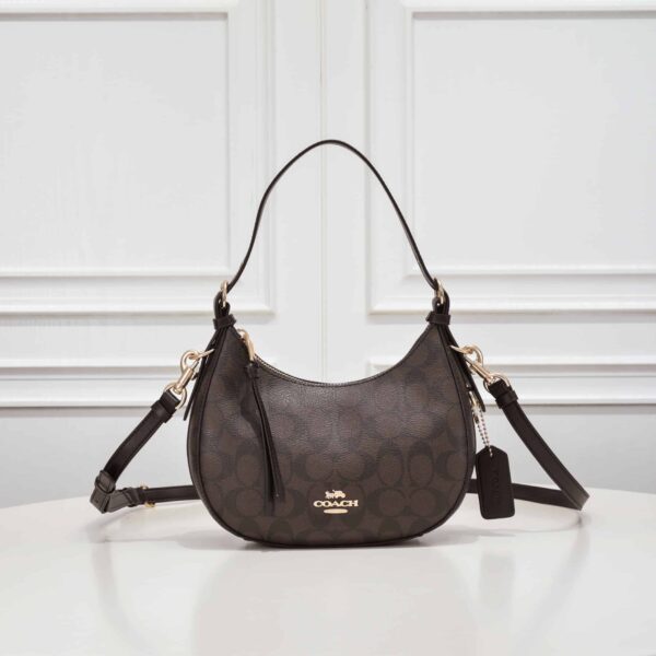 Coach Kleo Hobo In Signature Canvas Brown Black C7257 - Image 9