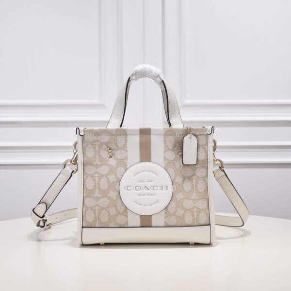 Coach Dempsey Tote 22 In Signature Jacquard White Multicolor C8417 - Image 9
