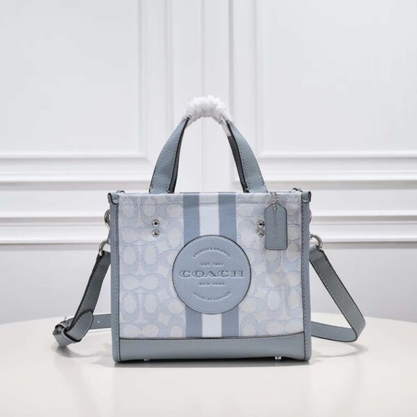 Coach Dempsey Tote 22 In Signature Jacquard Blue Multicolor C8417 - Image 9