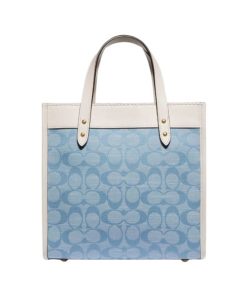 Coach Field Tote 22 In Signature Jacquard Light Blue Multicolor