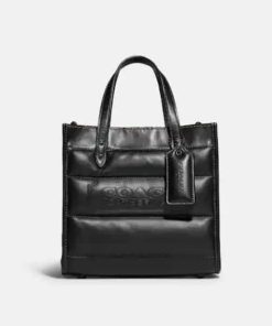 Coach Field Tote 22 With Quilting And Coach Badge Black C6847