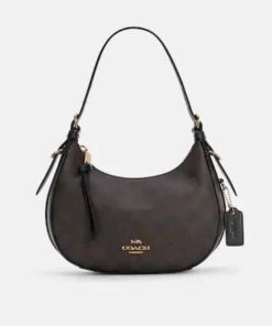 Coach Kleo Hobo In Signature Canvas Brown Black C7257