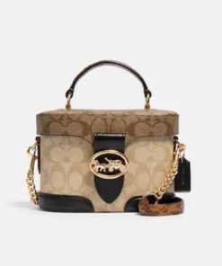 Coach Georgie Gem Block Signature Canvas Khaki 5504