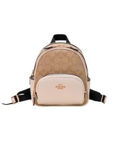 Coach Court Backpack In Signature Canvas Beige 5671