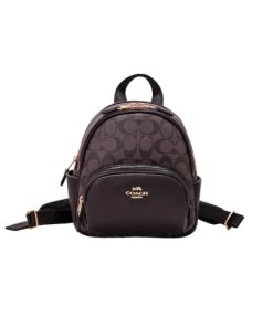 Coach Mini Court Backpack In Signature Canvas Black C8604