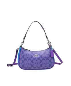 Coach Teri Shoulder Bag In Blocked Signature Canvas Purple Ca170