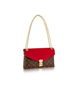 Louis Vuitton Pallas Chain Canvas Monogram Shoulder Bag Red