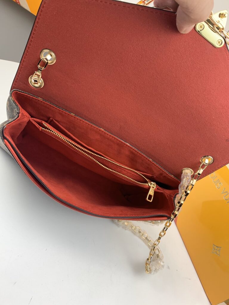 Louis Vuitton Pallas Chain Canvas Monogram Shoulder Bag Red - Image 2