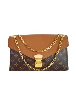 Louis Vuitton Pallas Chain Canvas Monogram Shoulder Bag Brown