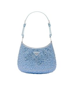 Prada Cleo Satin Bag With Crystals Blue 1Bc169 2Awl F0076 V Hoo