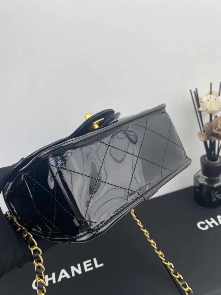 Chanel Small Flap Bag With Top Handle Black As3652 B09576 94305 - Image 7