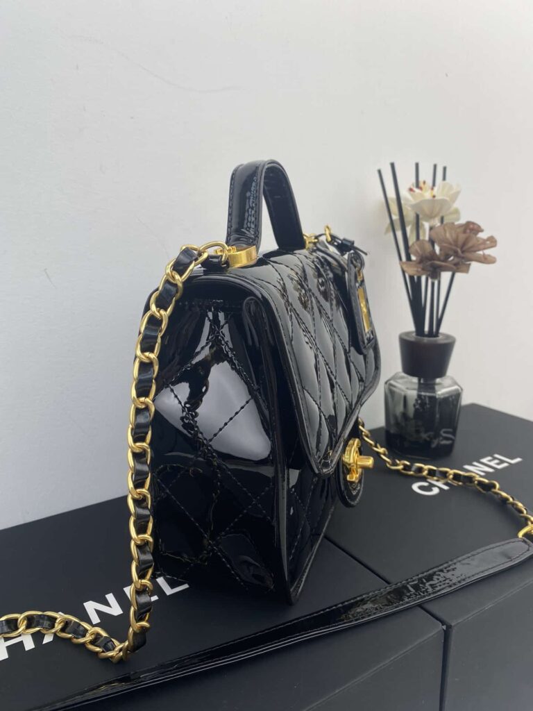 Chanel Small Flap Bag With Top Handle Black As3652 B09576 94305 - Image 4