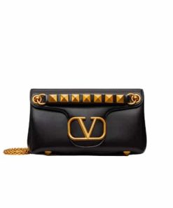 Valentino Stud Sign Nappa Shoulder Bag In Black Xw2B0K26Vnl0No