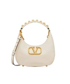 Valentino Stud Sign Calfskin Hobo Bag In White 1W2B0K69Eimi16