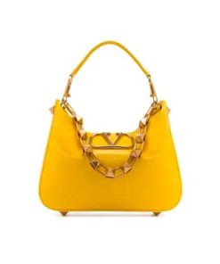 Valentino Garavani Small Stud Sign Leather Hobo Bag In Yellow