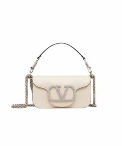 Valentino Locò Small Shoulder Bag With Jewel Logo In White 2W2B0K53Knt7Nx