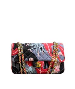 Chanel Flap Bag Quilted Printed Pink Multicolor 26Cm