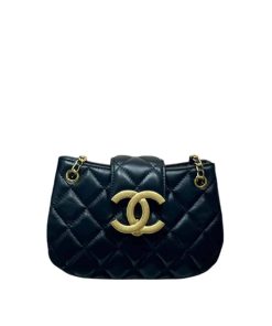 Chanel Flap Cc Logo Bag Black 21Cm