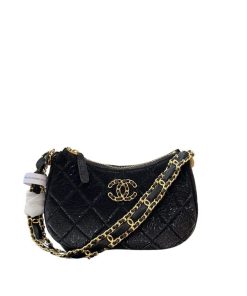 Chanel Hobo Handbag Black 23Cm