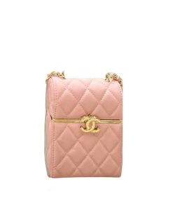 Chanel Small Box With Chain Gold Hardware Pink 13Cm