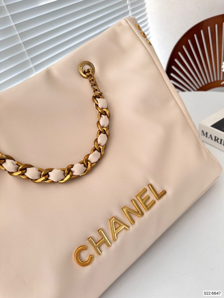 Chanel Tote Bag With Chain Beige 40Cm - Image 6