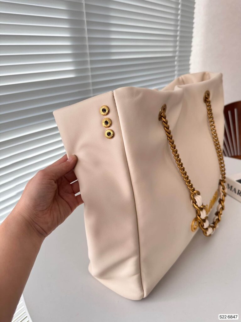 Chanel Tote Bag With Chain Beige 40Cm - Image 5