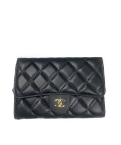 Chanel Classic Card Holder Black With Silver Hardware 15Cm