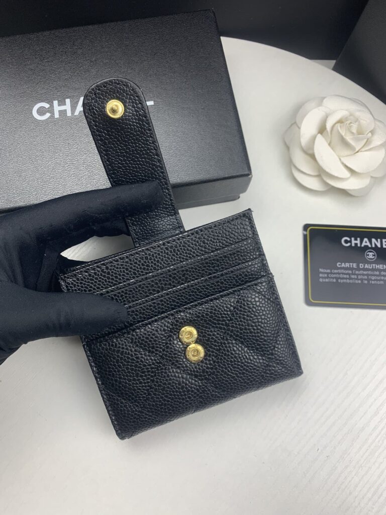 Chanel Card Holder Black With Gold Hardware 12Cm - Image 4