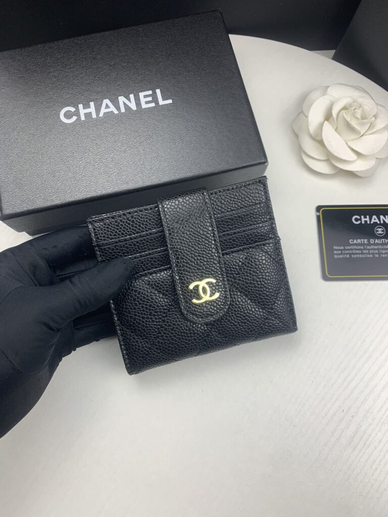 Chanel Card Holder Black With Gold Hardware 12Cm - Image 3