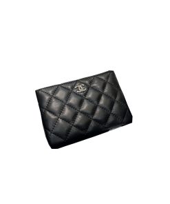 Chanel Card Holder With Zipper Wallet Black