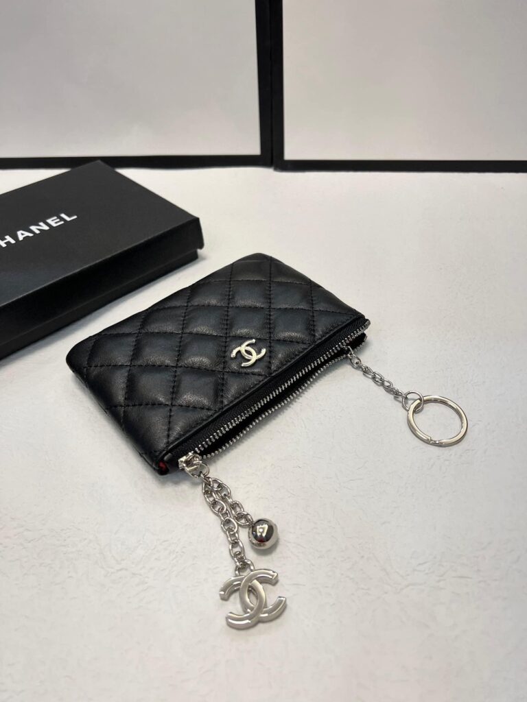 Chanel Card Holder With Zipper Wallet Black - Image 4