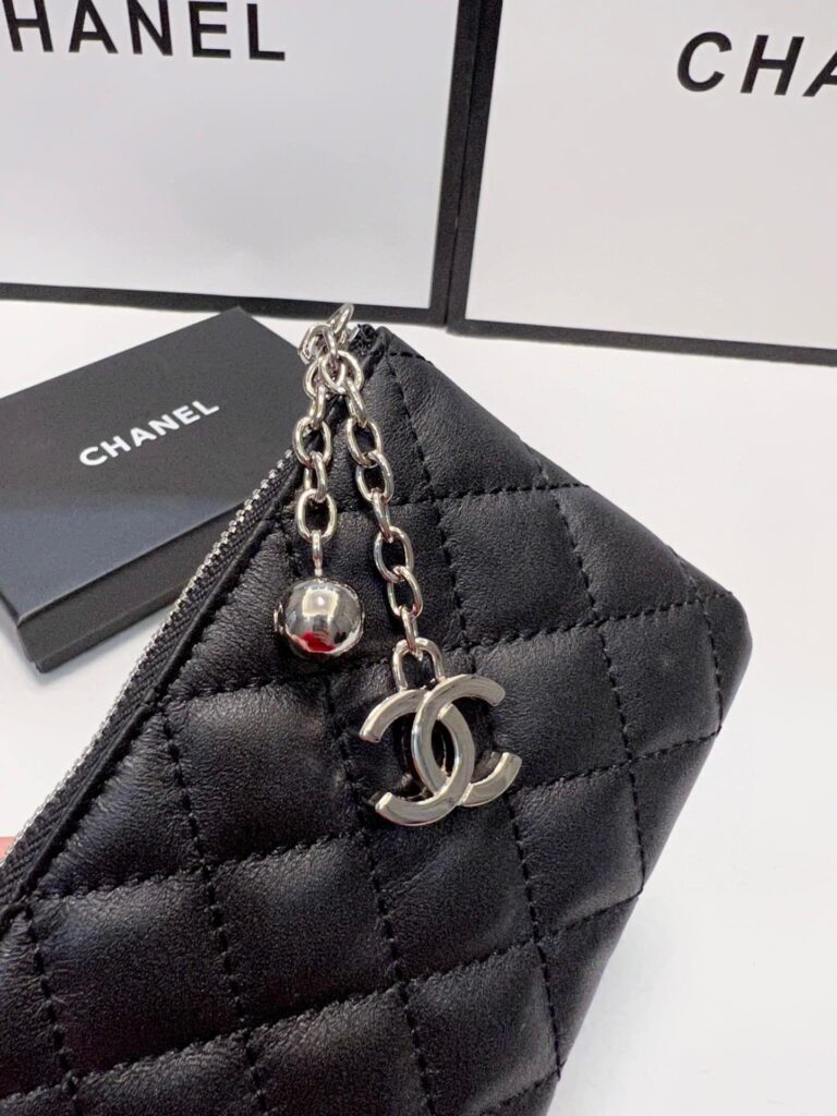 Chanel Card Holder With Zipper Wallet Black - Image 2