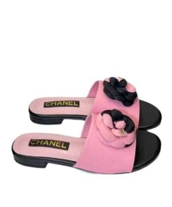 Chanel Camellia Slides Pink Black
