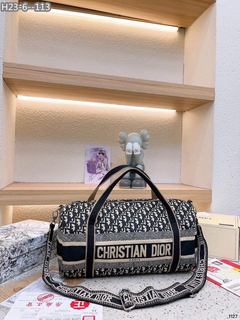 Dior Oblique Holdall Travel Duffle Bag Blue 40Cm - Image 3