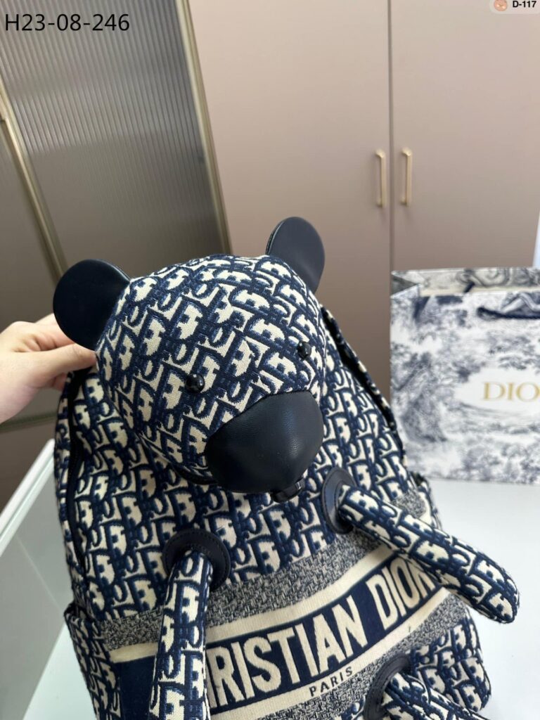 Dior Backpack Bear Dior Oblique Jacquard Black 38Cm - Image 5