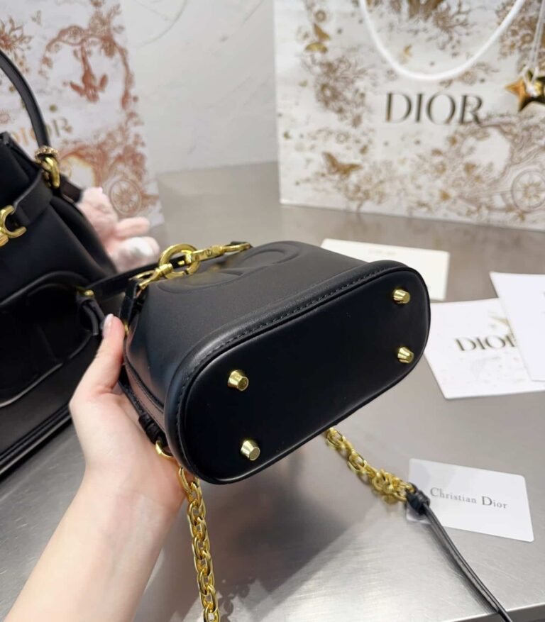 Dior Medium C'Est Dior Bag Cd Embossed Calfskin Black 25Cm M2271Ubha M900 - Image 9