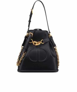 Dior Medium C'Est Dior Bag Cd Embossed Calfskin Black 25Cm M2271Ubha M900