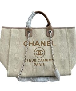 Chanel Deauville Medium Canvas Beige And Brown 38Cm