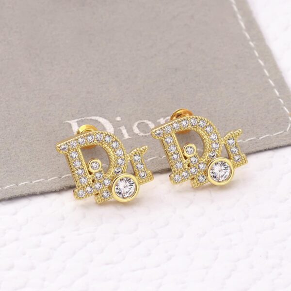Dior Stud Earrings With Crystal In Gold - Image 2