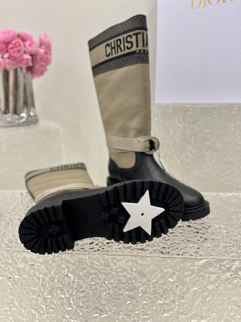 Dior D-Major Boot Technical Fabric And Calfskin Taupe And Black - Image 3