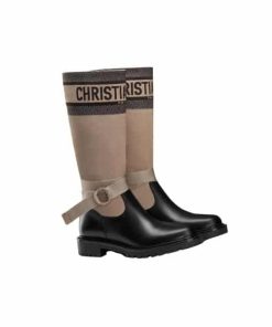 Dior D-Major Boot Technical Fabric And Calfskin Taupe And Black