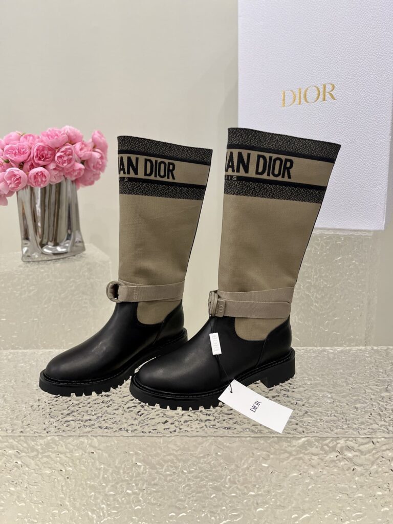 Dior D-Major Boot Technical Fabric And Calfskin Taupe And Black - Image 7