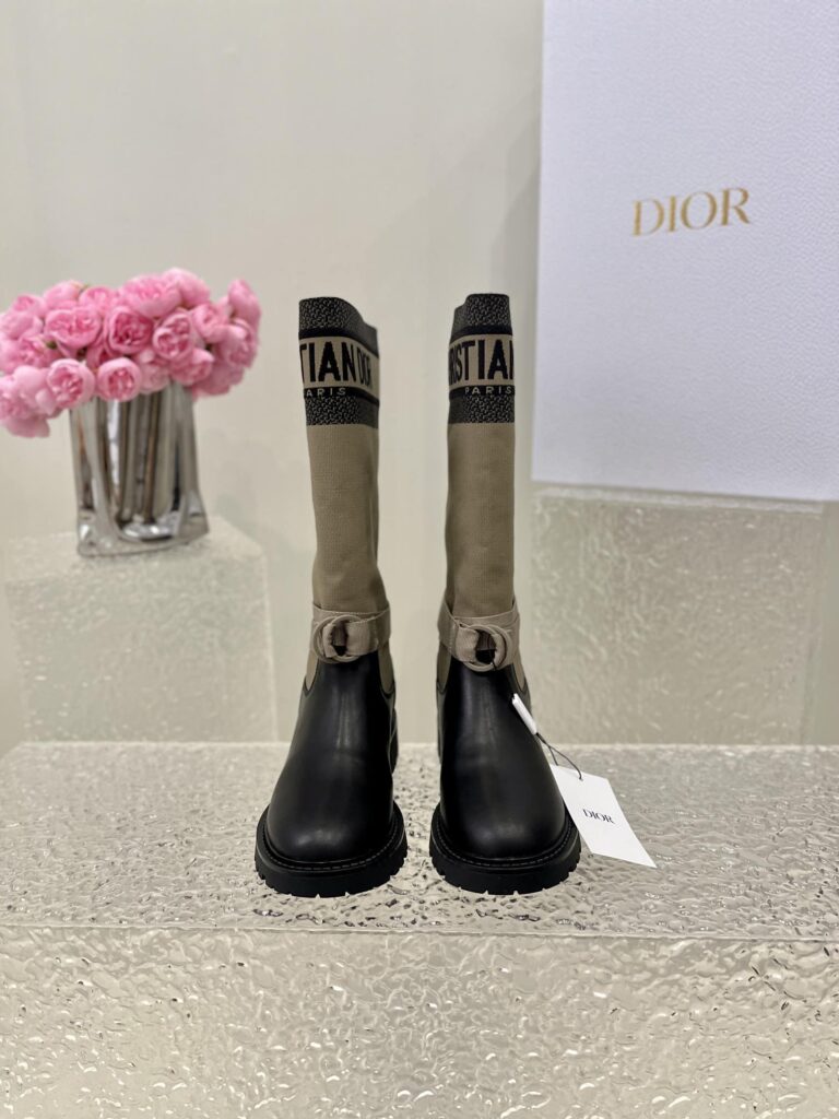 Dior D-Major Boot Technical Fabric And Calfskin Taupe And Black - Image 8