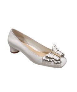 Dior Tale Pump White Supple Calfskin And White Resin Pearls