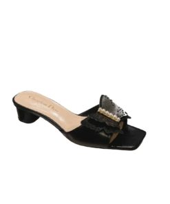 Dior Tale Mule Black Supple Calfskin And White Resin Pearls