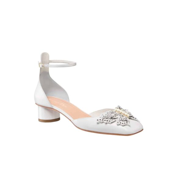Dior Tale Pump White Supple Calfskin And White Resin Pearls Kcb851Vso S10W