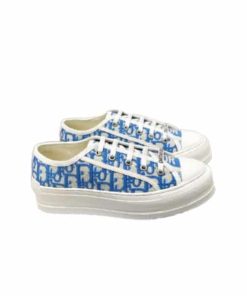 Dior Walk'N'Dior Platform Sneaker Blue Stone Dior Oblique Embroidered Cotton