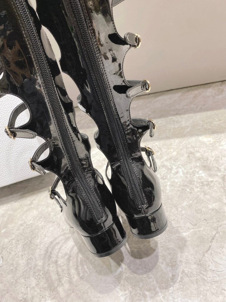 Dior Aime Dior Black Leather Buckle Boots - Image 4